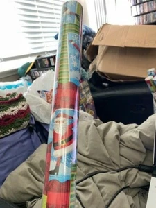 Skating Santa Christmas Holiday Wrapping Paper 30 Sq. Ft. New!!! - Picture 1 of 2