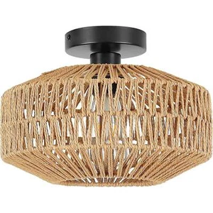 Schindora Boho Rattan Ceiling Light – E27 Rustic Braided Lamp Shade - Picture 1 of 7