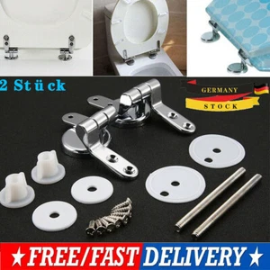 2x Universal WC Sitz Befestigungsset Zinklegierung Scharnier für Toilettendeckel - Bild 1 von 15