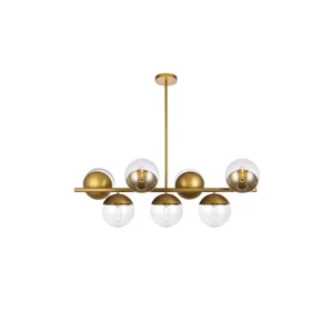 Living District Eclipse 7 Light Pendant, Brass/Clear, 17.5" - LD6139BR - Picture 1 of 1
