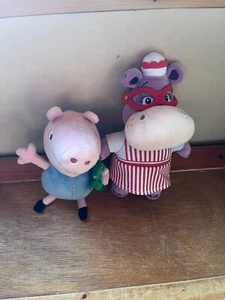 Lot of Disney Mickey Mouse Clubhouse Hilda Plush Purple Hippo & Ty Peppa Pig Hol - Picture 1 of 9
