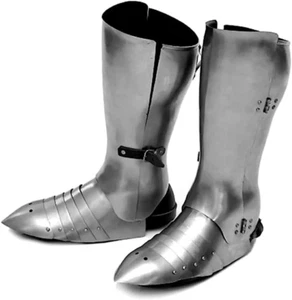 Scarpe medievali cavaliere templare in acciaio ciccioli armatura da... - Foto 1 di 8