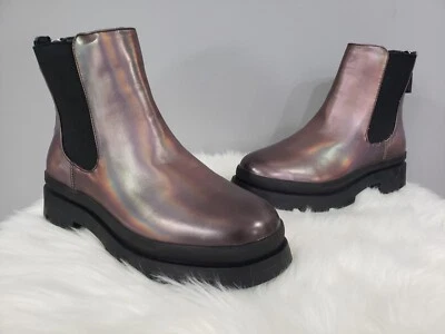 NUEVO Talla 5 Steve Madden JTERESTA Chelsea Botas Metálicas Gruesas Púrpura Para Mujer Foto 1 de 4