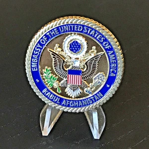 E94 U.S. United States American Embassy Kabul Afghanistan Challenge Coin - Picture 1 of 3