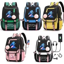 Anime Stitch Students Usb Backpack Boys Girls Travel Rucksack School Bag