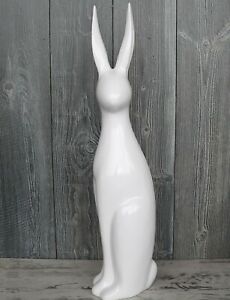 XL Hase 78cm groß Keramik weiß glasier Ostern Figur Osterhase XXL lang Porzellan