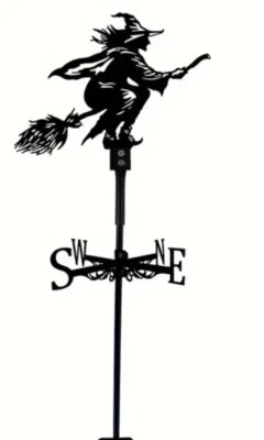 NEW  METAL  WITCH on a BROOMSTICK WEATHERVANE  Garden Silhouette - Image 1 of 4
