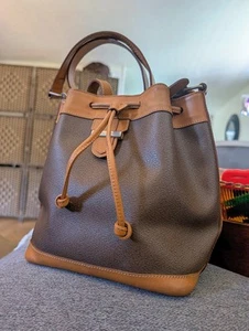 RARE VTG LANCEL LEATHER Bucket SHOULDER BAG PURSE Brown Camel 80's - Picture 1 of 13