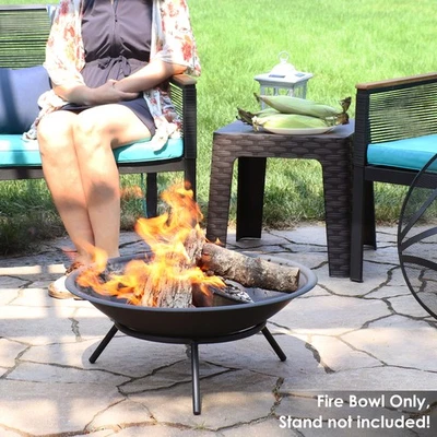 23 in Classic Elegance Steel Replacement Fire Pit Bowl - Black by Sunnydaze - Image 1 of 4