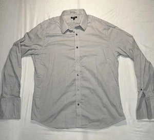 Express Hemd Herren Extra Large Grau Modern Fit Button Down Kleid Langarm - Bild 1 von 7
