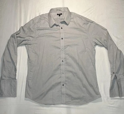 Camisa Express Para Hombre Extra Grande Gris Calce Moderno Vestido Con Botones Manga Larga Foto 1 de 4
