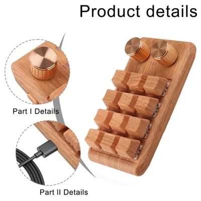 Wood Grain Compact Keyboard with Adjustable Knob for Effortless Control - Image 1 of 4