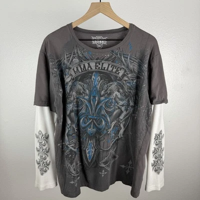 Camiseta De Colección Y2K MMA Elite Doble Capa Grunge Térmica Manga Larga Talla XL Foto 1 de 4