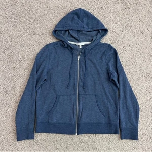 Victoria's Secret Back Sequin Angel Wings Blue Zip Up Hoodie Jacket Womens L - Picture 1 of 15