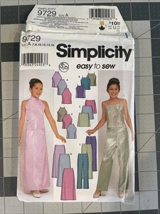 New VINTAGE 2001 Simplicity 9729 Girls Size 7-16 Pants Skirt Top Sewing Pattern - Picture 1 of 3
