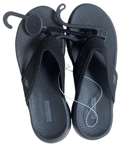 Skechers Goga Mat Womens Black Flip Flop Cushioned Slip-on Shoes, Size 11 New - Picture 1 of 2