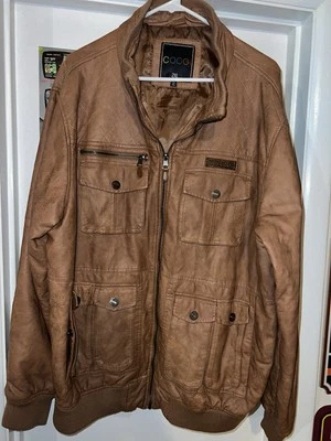 Vintage Y2K COOGI Australia Jacket Mens Size 2XL Tan Faux Leather - Image 1 of 4