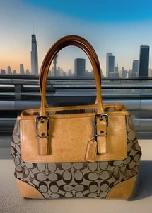 Coach Signature Tasche Schultertasche echt Canvas und Leder - Bild 1 von 11
