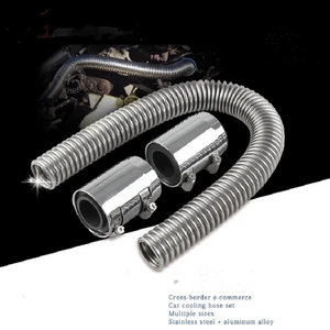 24" Flexible Stainless Steel Upper or Lower Radiator Hose Kit with Chrome Caps u - Picture 1 of 7