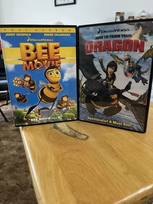 DreamWorks Bee Movie & How To Train Your Dragon DVDs EUC One Owner Bundle - Image 1 of 4