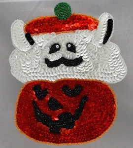 Halloween pumpkin & ghost Sequin Applique Pressure Sensitive glue - Bild 1 von 1