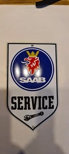 Saab Service. PORZELLAN EMAILLE / EMAILLE SCHILD, SCHILD, TELLER RETRO!! - Bild 1 von 2