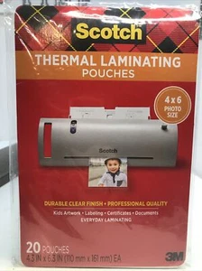 Scotch Thermal Laminating Pouches Premium Quality, 4x6 Photo Size ~20 Pouches - Picture 1 of 2