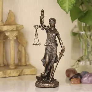 6 1/2 Themis Greek Goddess of Justice Resin Sculpture Cold Cast Bronze Finish - Picture 1 of 6