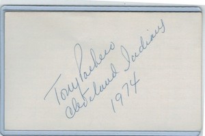 TONY PACHECO INDEX CARD SIGNED 1974 CLEVELAND INDIANS PSA/DNA CERTIFY 1927-1987