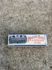 VINTAGE M. HOHNER MARINE BAND HARMONICA N0. 1896 WITH BOX GERMANY KEY G - Picture 1 of 6