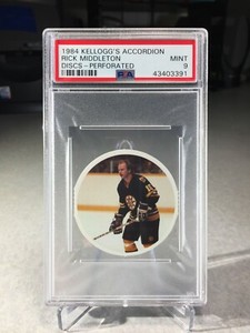 1984 Kellogg's Accordion Disc Rick Middleton - PSA 9 - POP 1 - Boston Bruins