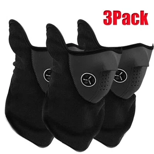 Paquete de 3 Máscaras Faciales Negras para Esquí Pasamontañas Invierno Polaina Ciclismo Bicicleta - Imagen 1 de 12
