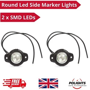 2 x SMD Pequeño Blanco Redondo LED Luces Marcadoras Laterales Remolque Caravana Autocaravana Coche - Imagen 1 de 5