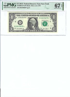 2013 $1 FRN FR3001-B* PMG 67 EPQ, New York * Note S/N B15470679*!!! - Image 1 of 2