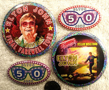 Elton John PIN BUTTON LOT 50th Anniversary Final Farewell Concert Tour 2022 Rare