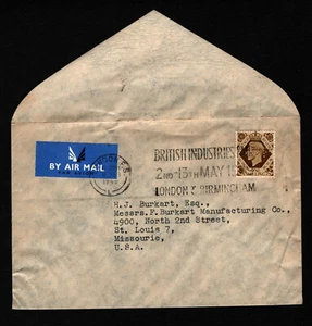 OPC 1949 GB London nach USA 1s KGVI Perfin "FP" 37116 - Bild 1 von 3