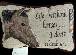 Tapiz Almohada Decorativa Amante de los Caballos Vida Sin Caballos Regalo 12 X 8 - Imagen 1 de 10