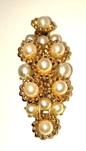 Vintage Trifari Kunstperlen Brosche. Goldfarben. Pre- Loved @RK - Bild 1 von 7