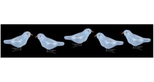 16cm Bianco LED Natale Acrilico Uccelli, 5 Pezzi - PREMIER - Foto 1 di 1