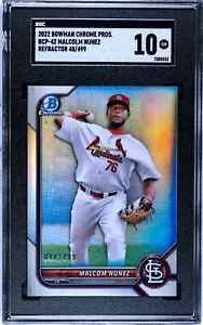 MALCOM NUNEZ 2022 Bowman Chrome Pros. BCP-42 Refractor 48/499 SGC 10 CARDINALS - Picture 1 of 2