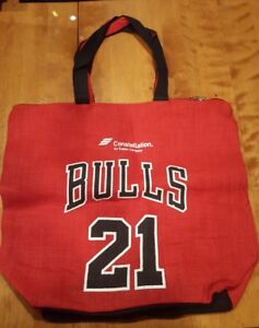 NBA Chicago Bulls #21 Tote bag Burlap w/ zipper 15" by 18" large size- New