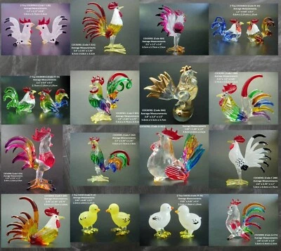 Beautiful Glass COCKEREL ROOSTER HEN CHICKEN Glass Ornament Glass Figurine Gifts - Image 1 of 2