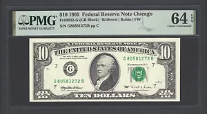 United States-Federal Reserve 10 Dollars 1995 Fr#2032-G (GB Block) UNC Grade 64 - Picture 1 of 2