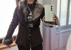 Vero montone shearling giacca donna color cioccolato OTTIMO AFFARE - Foto 1 di 15