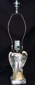 AMERICAN EAGLE SCHREIBTISCHLAMPE GESCHNITZTER MARMOR NEUE VERKABELUNG um 1930 - Bild 1 von 7