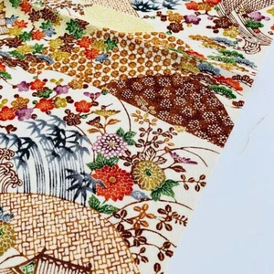 UnUsed Brown Valley #A 14.5x40 Vintage Jacquard Japanese Kimono Silk Fabric RS49 - Imagen 1 de 7