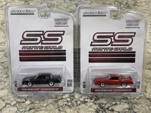 Greenlight 1985 Chevy Monte Carlo SS 2 Car set Burgundy Red & Black 1/64 - Picture 1 of 1