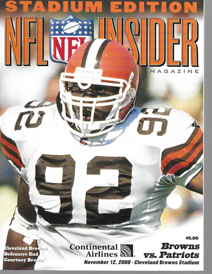 Courtney Brown Cleveland Browns (19 vs. New England Patriots (11) 11/12/00 Progr - Image 1 of 1