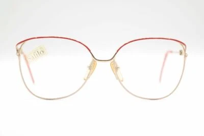 Vintage Safilo Linea 223 Red Gold Round Glasses Eyeglass Frame NOS Foto 1 de 4