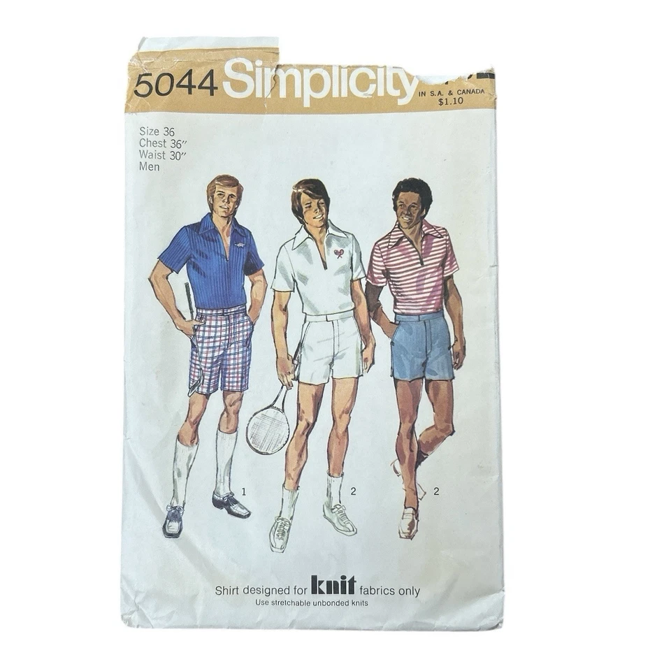 Men’s Vintage Pattern Simplicity 5044 1972 Knit Top SZ 36” Knit Shorts W 30” - Image 1 of 3